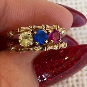 Vintage 10K Rose Gold Ring with Multicolor Stones Size 6 3/4 as shown in pic